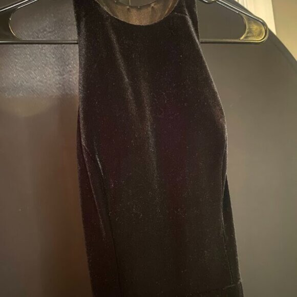 Alyce Black Velvet High Neck Open Back Floor Length Evening Gown - Picture 4 of 6